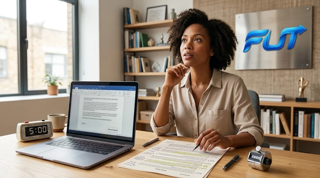 Five-minute speech word count guide with a speech script and timer